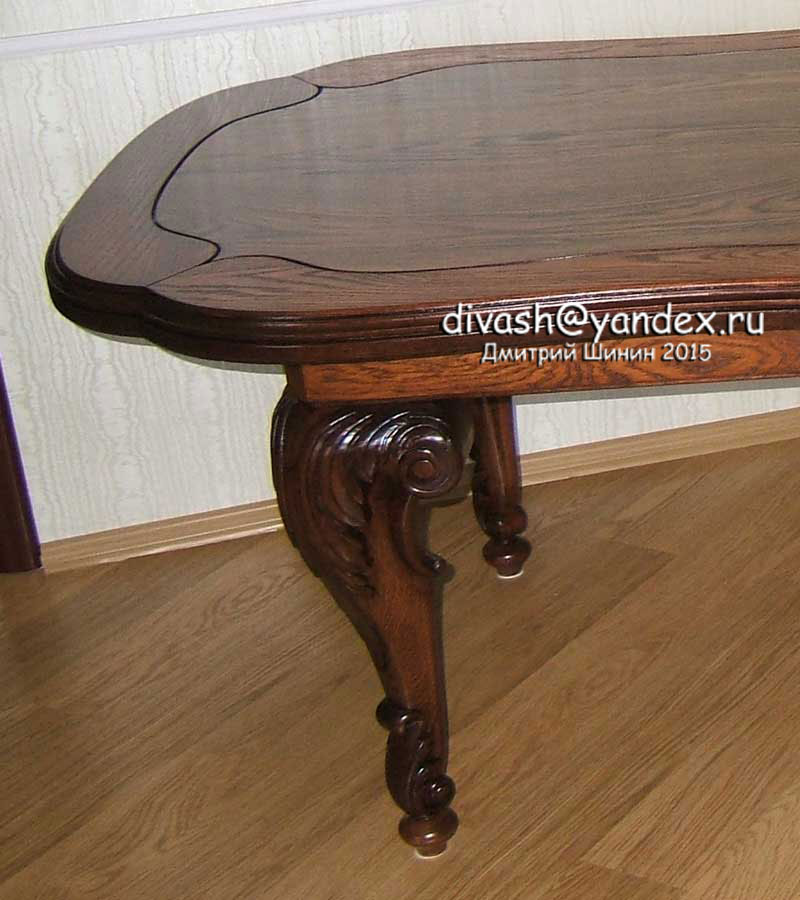 фрагмент стола из массива дуба (ножка кабриоль)